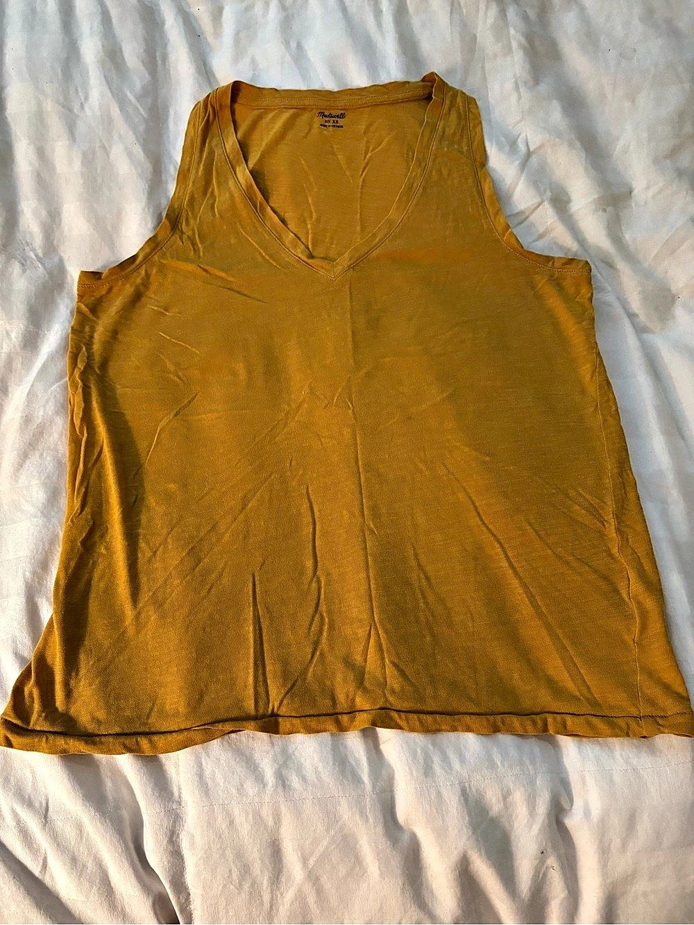 Madewell V-Neck Tank Top in Mustard Yellow